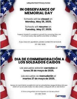 Memorial Day/Día de Recordación